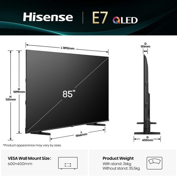 Телевізор HISENSE 85E7Q 20016427 фото