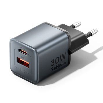Зарядний пристрій Vention 1xUSB-C PD30W + 1xUSB QC3.0 18W GaN gray (FEWH0-EU) FEWH0-EU фото