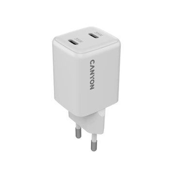 Зарядний пристрій Canyon CU35CC GaN 35W 2xPD EU White (CNS-CUW35CC) CNS-CUW35CC фото