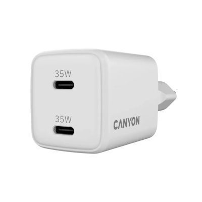 Зарядний пристрій Canyon CU35CC GaN 35W 2xPD EU White (CNS-CUW35CC) CNS-CUW35CC фото
