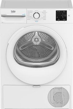 Сушильна машина Beko тепловий насос, 8кг, A++, 55см, дисплей, підсвітка барабану, пар, білий BM3T38239WW фото