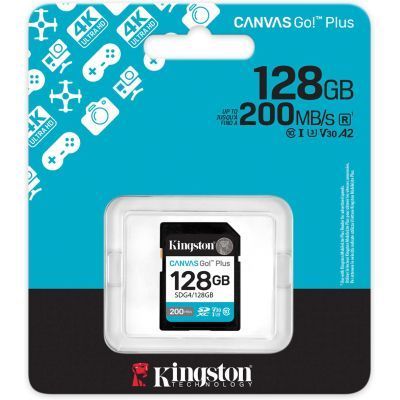 Карта пам'яті Kingston 128GB SDXC сlass 10 UHS-I U3 V30 Canvas Go Plus G4 (SDG4/128GB) SDG4/128GB фото