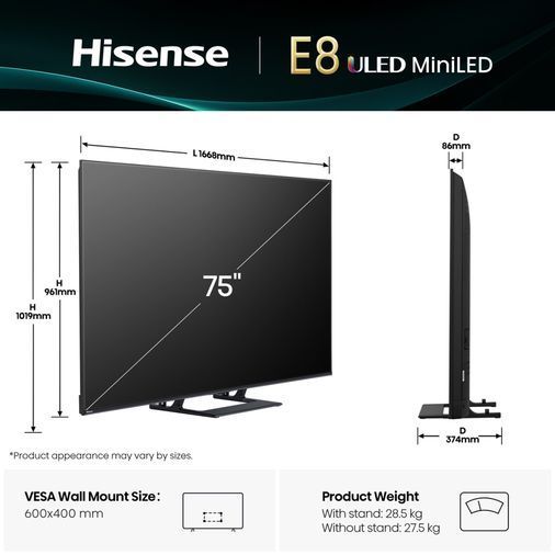 Телевізор Hisense 75E8Q 75E8Q фото