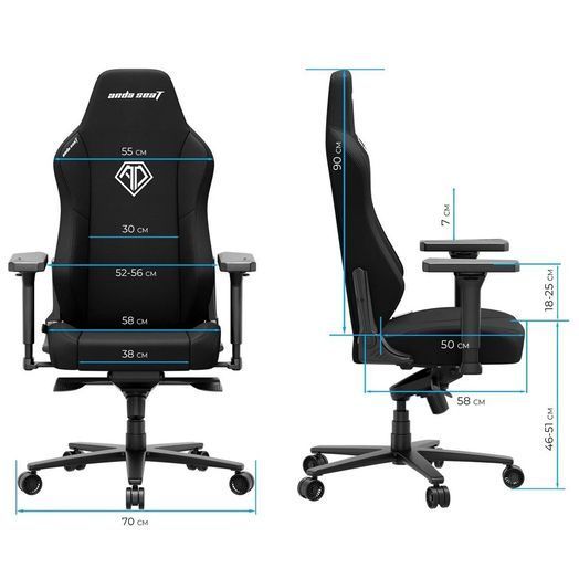 Крісло ігрове AndaSeat Phantom 3 Fabric Size XL Dark Gray (AD18XL-52-GB-F-G01) AD18XL-52-GB-F-G01 фото