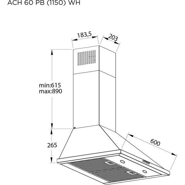 Витяжка кухонна Pyramida ACH 60 PB (1150) WH ACH 60 PB (1150) WH фото