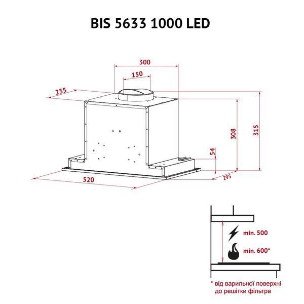 Витяжка кухонна Perfelli BIS 5633 I 1000 LED BIS 5633 I 1000 LED фото