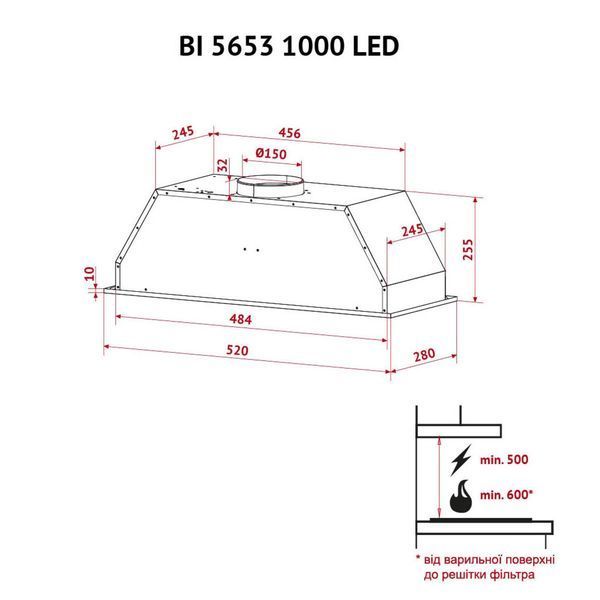 Витяжка кухонна Perfelli BI 5653 I 1000 LED BI 5653 I 1000 LED фото