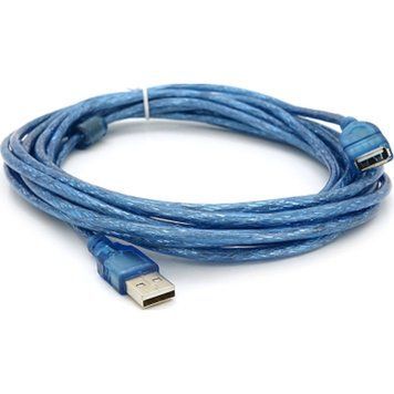 Дата кабель USB 2.0 AM/AF 5.0m ferrite transparent blue Voltronic (YT-AM/AF-5.0TBL) YT-AM/AF-5.0TBL фото