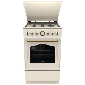 Плита Gorenje комбінована, 70л, 50x60см, дисплей, газ-контроль, чавун, слонової кістки GKS5B70CLI фото