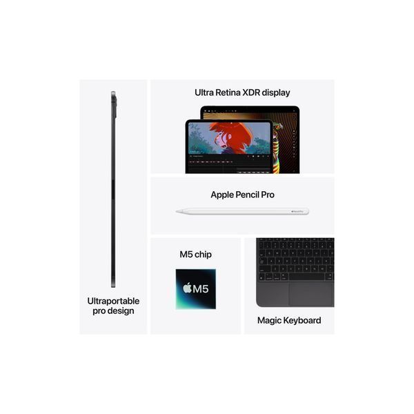 Планшет Apple iPad Pro 11" M5 Wi‑Fi 256GB with standard glass - Space Black (MDWK4TY/A) MDWK4TY/A фото