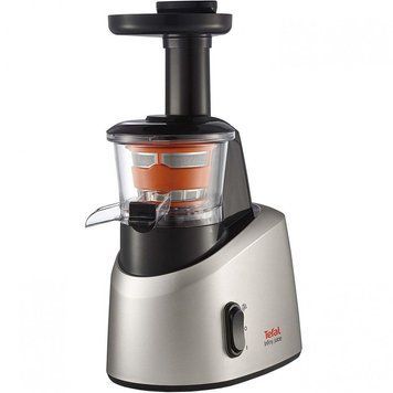 Соковитискач Tefal Infiny Press шнекова 200Вт, чаша-0.8л, жмих-0.8л, пластик, чорно-сірий ZC255B38 фото
