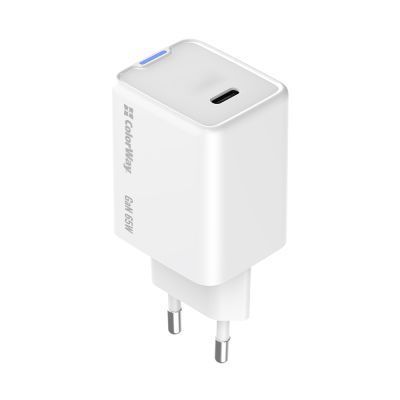 Зарядний пристрій ColorWay GaN Mini 65W PD Port PPS USB-C white (CW-CHS049PD-WT) CW-CHS049PD-WT фото
