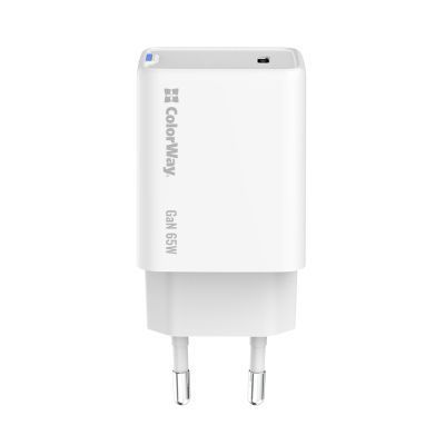 Зарядний пристрій ColorWay GaN Mini 65W PD Port PPS USB-C white (CW-CHS049PD-WT) CW-CHS049PD-WT фото