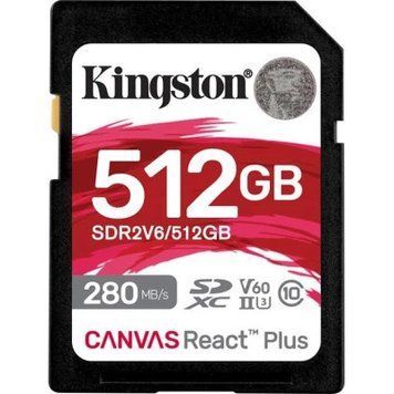 Карта пам'яті Kingston 512GB SDXC class 10 UHS-II U3 Canvas React Plus (SDR2V6/512GB) SDR2V6/512GB фото