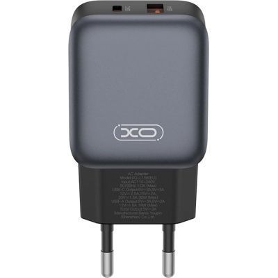 Зарядний пристрій XO L156 USB-C PD30W + USB-A QC3.0 Black (L156.black) L156.black фото