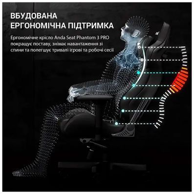 Крісло ігрове Anda Seat Phantom 3 Pro Fabric Size L Black (AD18YC-06-B-F) AD18YC-06-B-F фото