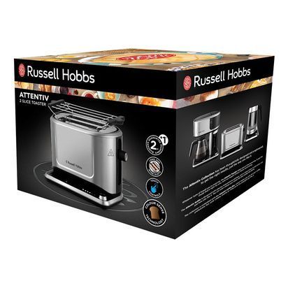 Тостер Russell Hobbs Attentiv 2 Slice 1500Вт, підігрів, розморожування, метал 26210-56 фото