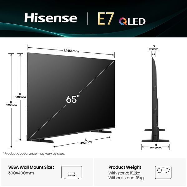 Телевізор HISENSE 65E7Q 20016409 фото
