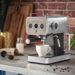 Кавоварка еспрессо RUSSELL HOBBS 26452-56 Distinctions Titanium, 1,1л, мелена + чалди, сріблястий 25024016001 фото