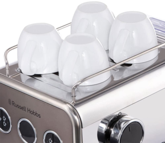 Кавоварка еспрессо RUSSELL HOBBS 26452-56 Distinctions Titanium, 1,1л, мелена + чалди, сріблястий 25024016001 фото