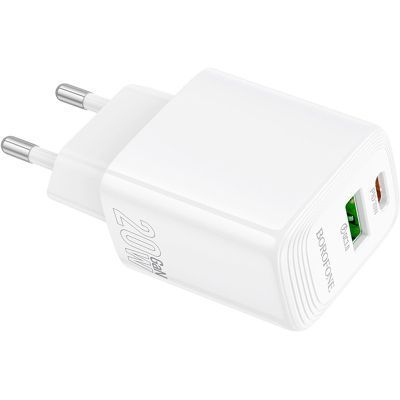 Зарядний пристрій BOROFONE BN27 Fuente 1xUSB-C PD20W + 1xUSB QC3.0 White (6941991120268) 6941991120268 фото