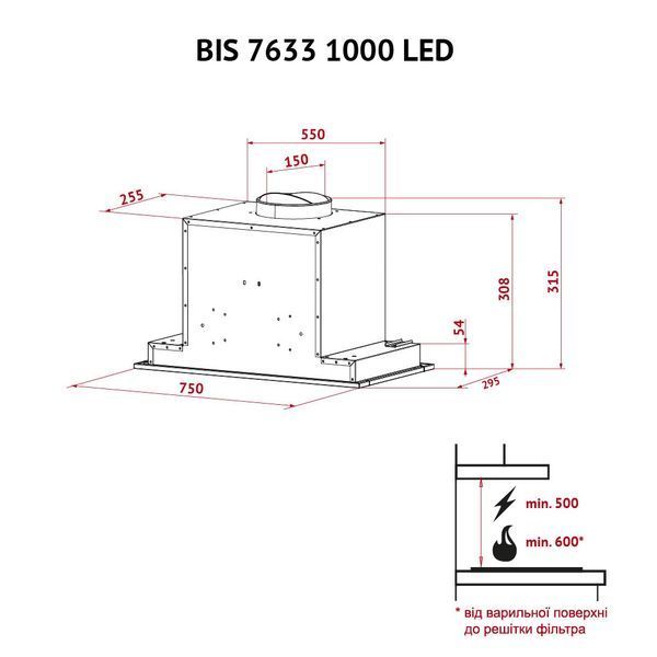 Витяжка кухонна Perfelli BIS 7633 I 1000 LED BIS 7633 I 1000 LED фото