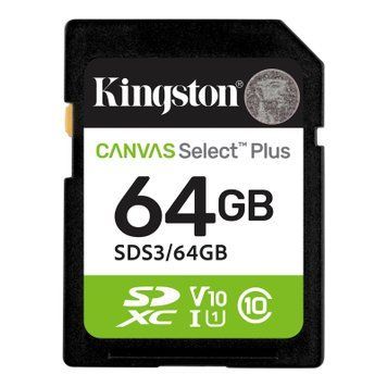Карта пам'яті Kingston 64GB SDXC class 10 UHS-I V10 A1 Canvas Select Plus (SDS3/64GB) SDS3/64GB фото