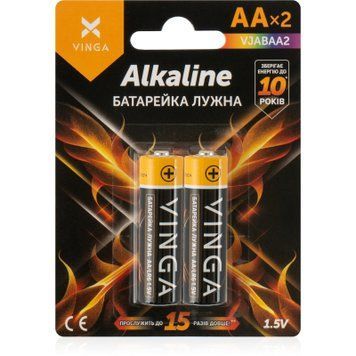 Батарейка AA LR6 Alkaline 2pcs Blister Vinga (VJABAA2) VJABAA2 фото
