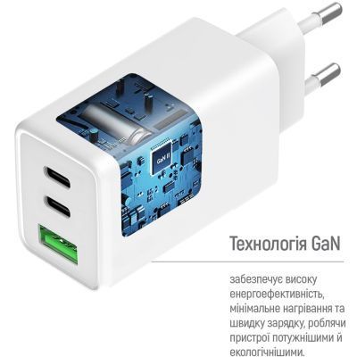 Зарядний пристрій ColorWay C101B GaN Mini 100W PD PPS 2xUSB-C + USB-A white (CW-CHS061PD-WT) CW-CHS061PD-WT фото