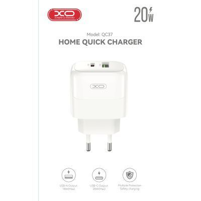 Зарядний пристрій XO 1xUSB QC3.0 + 1xUSB-C PD20W (XO-QC37) XO-QC37 фото