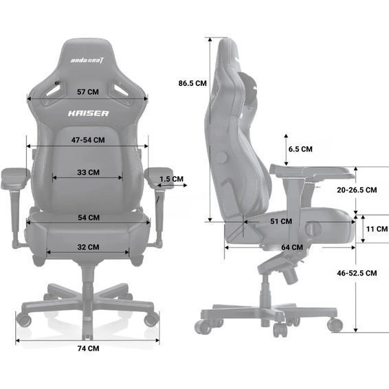 Крісло ігрове Anda Seat Kaiser 4 PVC Size XL Black (AD12YDDC-XLL-20-B-PV/C) AD12YDDC-XLL-20-B-PV/C фото