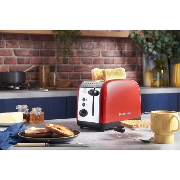 Тостер Russell Hobbs Colours Plus 1600Вт, підігрів, розморожування, метал., червоний 26554-56 фото