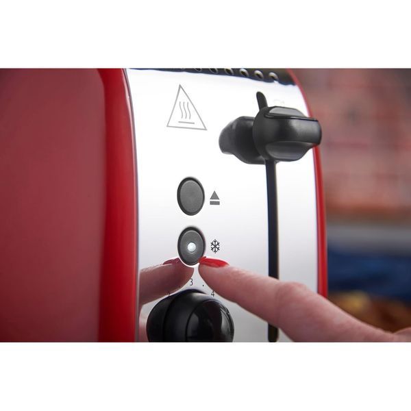 Тостер Russell Hobbs Colours Plus 1600Вт, підігрів, розморожування, метал., червоний 26554-56 фото