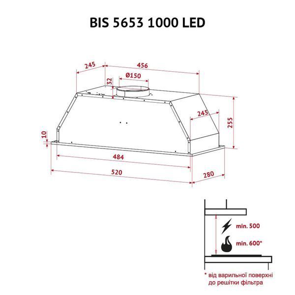 Витяжка кухонна Perfelli BIS 5653 WH 1000 LED BIS 5653 WH 1000 LED фото