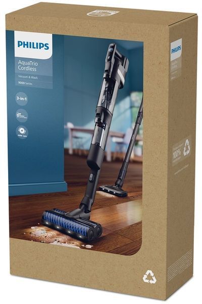Пилосос Philips безпровідний AquaTrio, 9000 Series вологе прибирання, конт пил -0.42л, автон. робота XW9463/10 фото