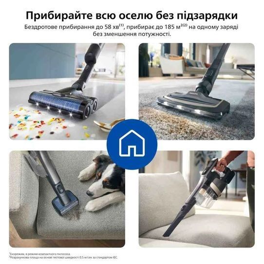 Пилосос Philips безпровідний AquaTrio, 9000 Series вологе прибирання, конт пил -0.42л, автон. робота XW9463/10 фото