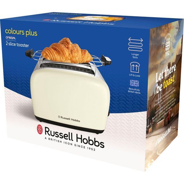 Тостер Russell Hobbs Colours Plus 1600Вт, підігрів, розморожування, метал., бежевий 26551-56 фото