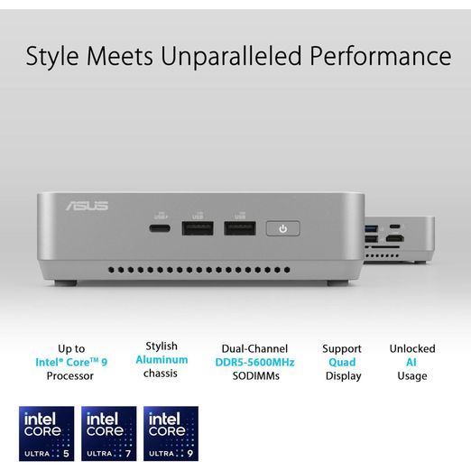 Комп'ютер ASUS NUC 14 Pro+ RNUC14RVSU700002I Kit(L6) / Ultra 7 155H, M.2 22x80 NVMe; 22x42 NVMe (90A 90AR0051-M000A0 фото