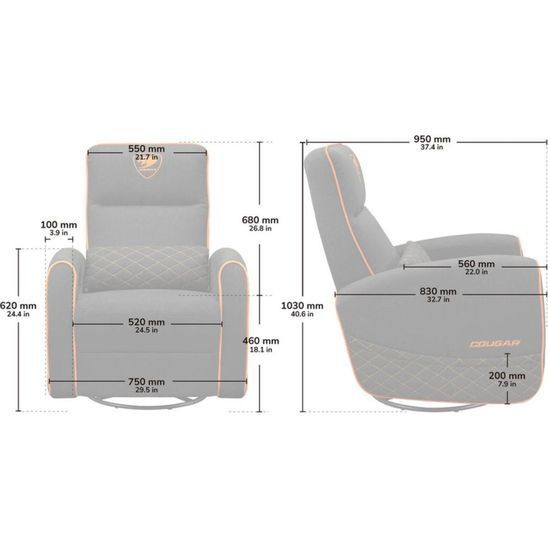 Крісло ігрове Cougar Fidom Gray Fidom Gray фото