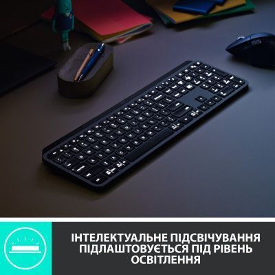 Клавіатура Logitech MX Keys Advanced for Business Wireless Illuminated UA Graphite (920-010251) 920-010251 фото