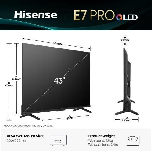 Телевізор HISENSE 43E7Q PRO 20016932 фото