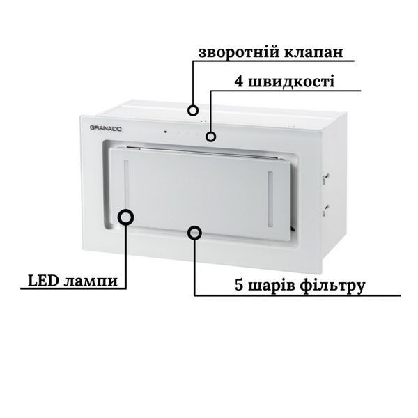Витяжка кухонна GRANADO Palamos 1614-1200 white glass (GCH486455) GCH486455 фото