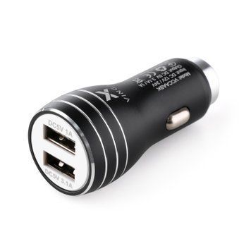 Зарядний пристрій Vinga Dual USB Car Charger aluminium 15.5W Max (VCCAABK) VCCAABK фото