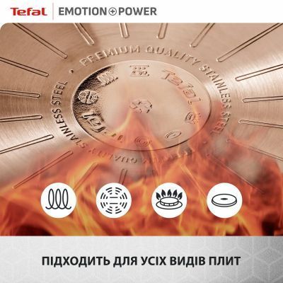 Сковорода Tefal Emotion+ Power 28 см з кришкою (SET_E3410655) SET_E3410655 фото