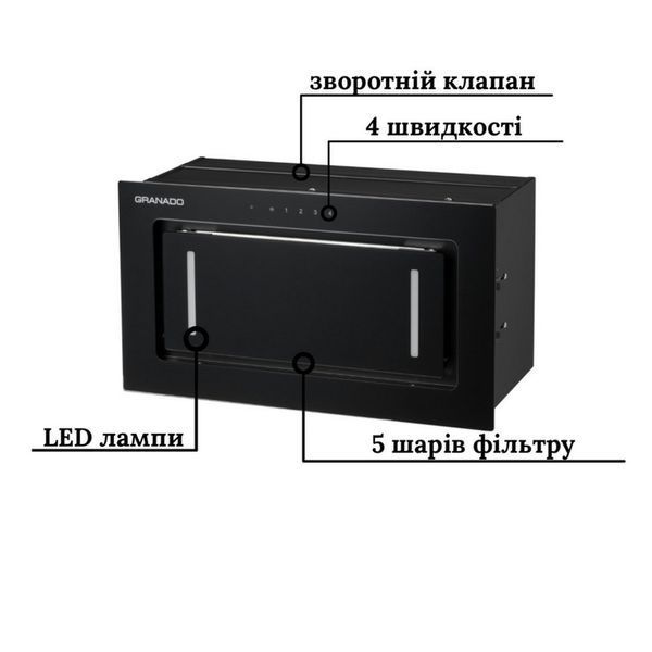 Витяжка кухонна GRANADO Palamos 1614-1200 black glass (GCH476411) GCH476411 фото