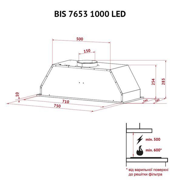 Витяжка кухонна Perfelli BIS 7653 WH 1000 LED BIS 7653 WH 1000 LED фото
