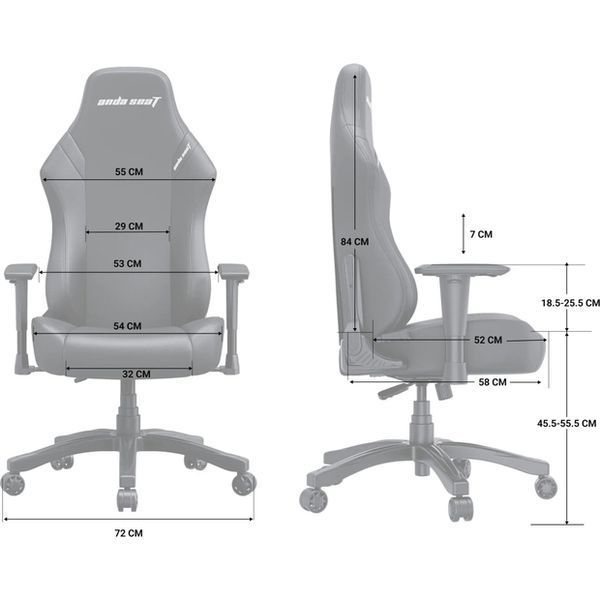 Крісло ігрове Anda Seat Luna Fabric Size L Black (AD18-44-B-F) AD18-44-B-F фото