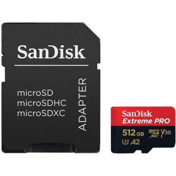 Карта пам'яті SanDisk 512 GB microSDXC UHS-I U3 Extreme Pro+SD Adapter (SDSQXCD-512G-GN6MA) SDSQXCD-512G-GN6MA фото