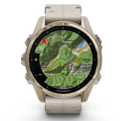 Смарт-годинник Garmin fenix 8 43mm, AMOLED, Saph, SftGldSS/FogGryLeatherBnd, Excl, GPS (010-02903-40) 010-02903-40 фото