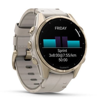 Смарт-годинник Garmin fenix 8 43mm, AMOLED, Saph, SftGldSS/FogGryLeatherBnd, Excl, GPS (010-02903-40) 010-02903-40 фото